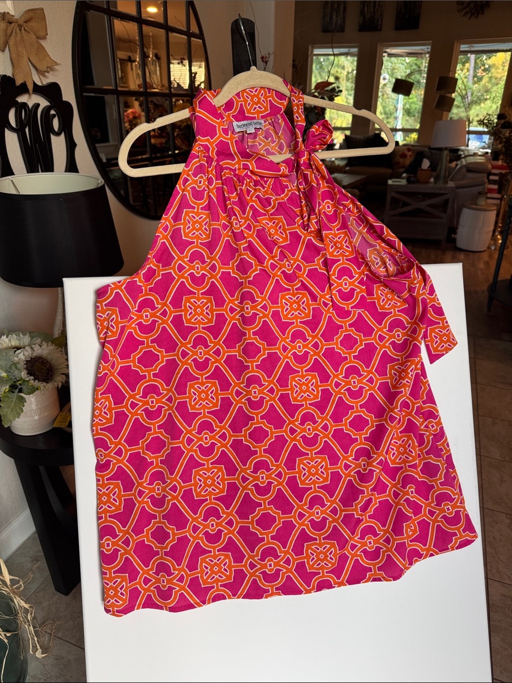 Buckhead Betties Pink & Orange Halter Tie-Neck Swim Coverup